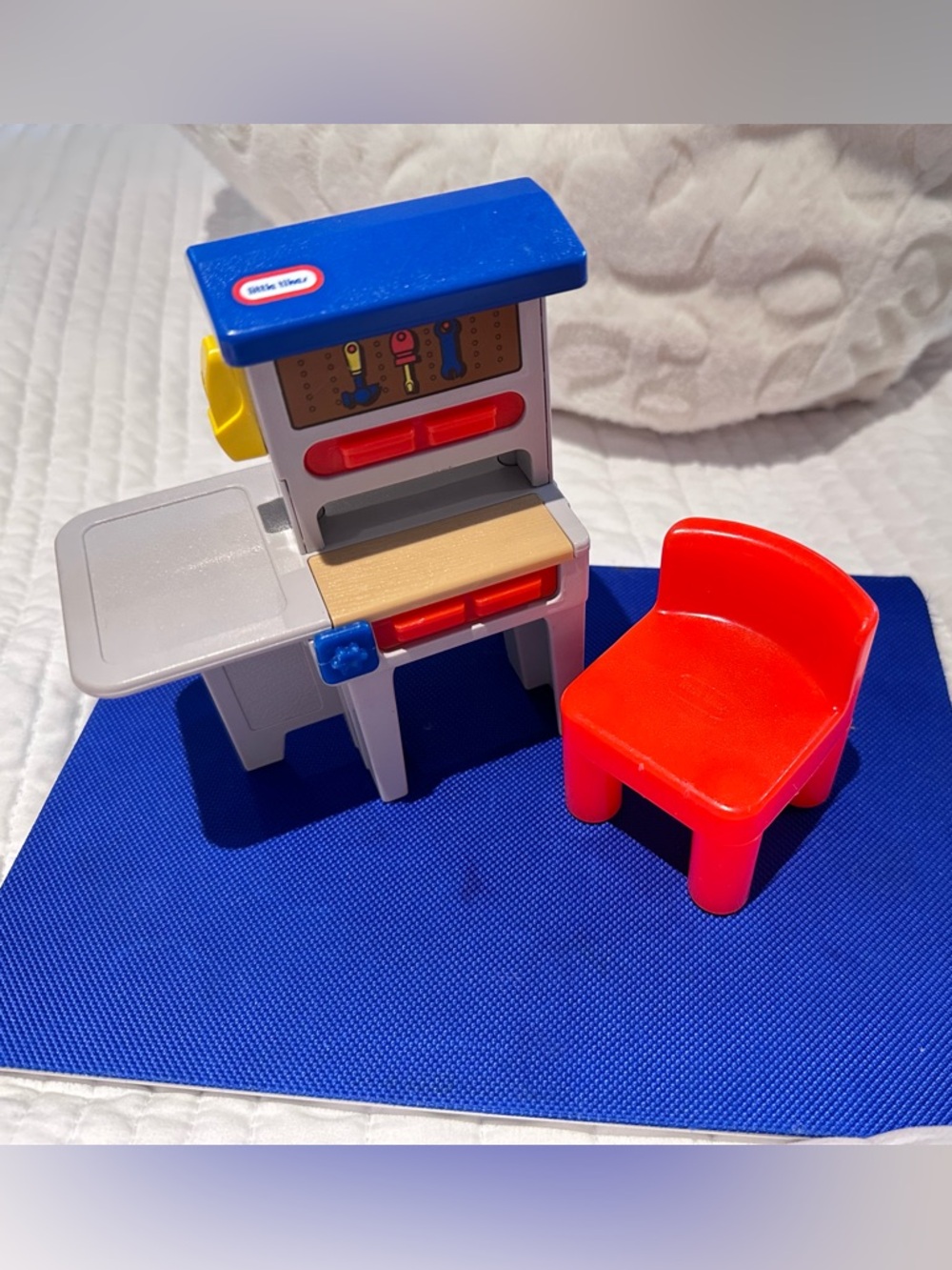 LITTLE TIKES Vintage Dollhouse Tool Workbench and Chair Set AMAZING! Rare!